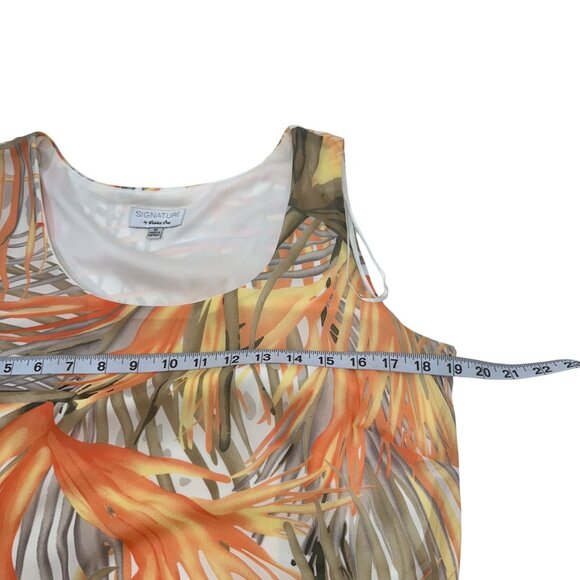 Signature By Robbie Bee Vtg Tropical Print Sleeveless Ruffle Midi Dress Size 12 - Picture 5 of 13
